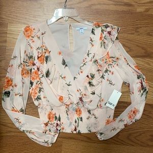 Bar iii Floral Long Sleeve Romantic Blouse